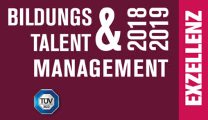 Logo TÜV Süd Exzellenz in Bildungs- und Talentmanagement 2018 und 2019